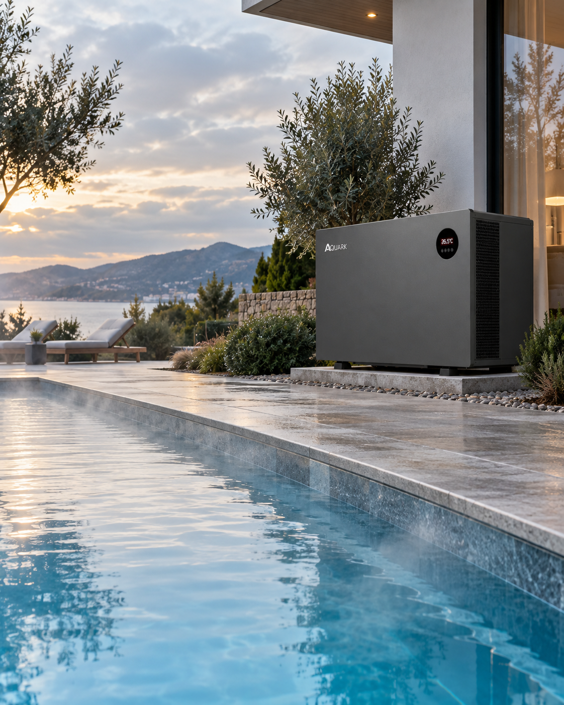 Inverquark Mr. Oasis havuz ısı pompası dış mekân uygulaması